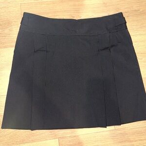 Express Pinstripe Mini Skirt Size 10 Black Buckle Waist Y2K Officecore